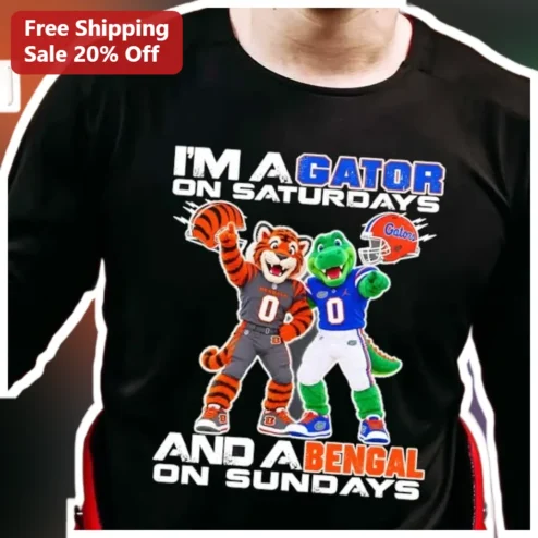 I'm A Gator On Saturdays And A Bengal On Sundays Long Sleeve Shirt College Football Rivalry Gift