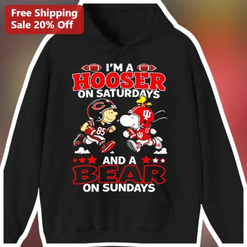 I'M A HOOSER ON SATURDAYS AND A BEAR ON SUNDAYS Charlie Brown Snoopy Hoodie