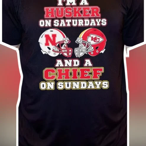 I'm a Husker on Saturdays and a Chief on Sundays Tee Nebraska Kansas City Football Fan Gift