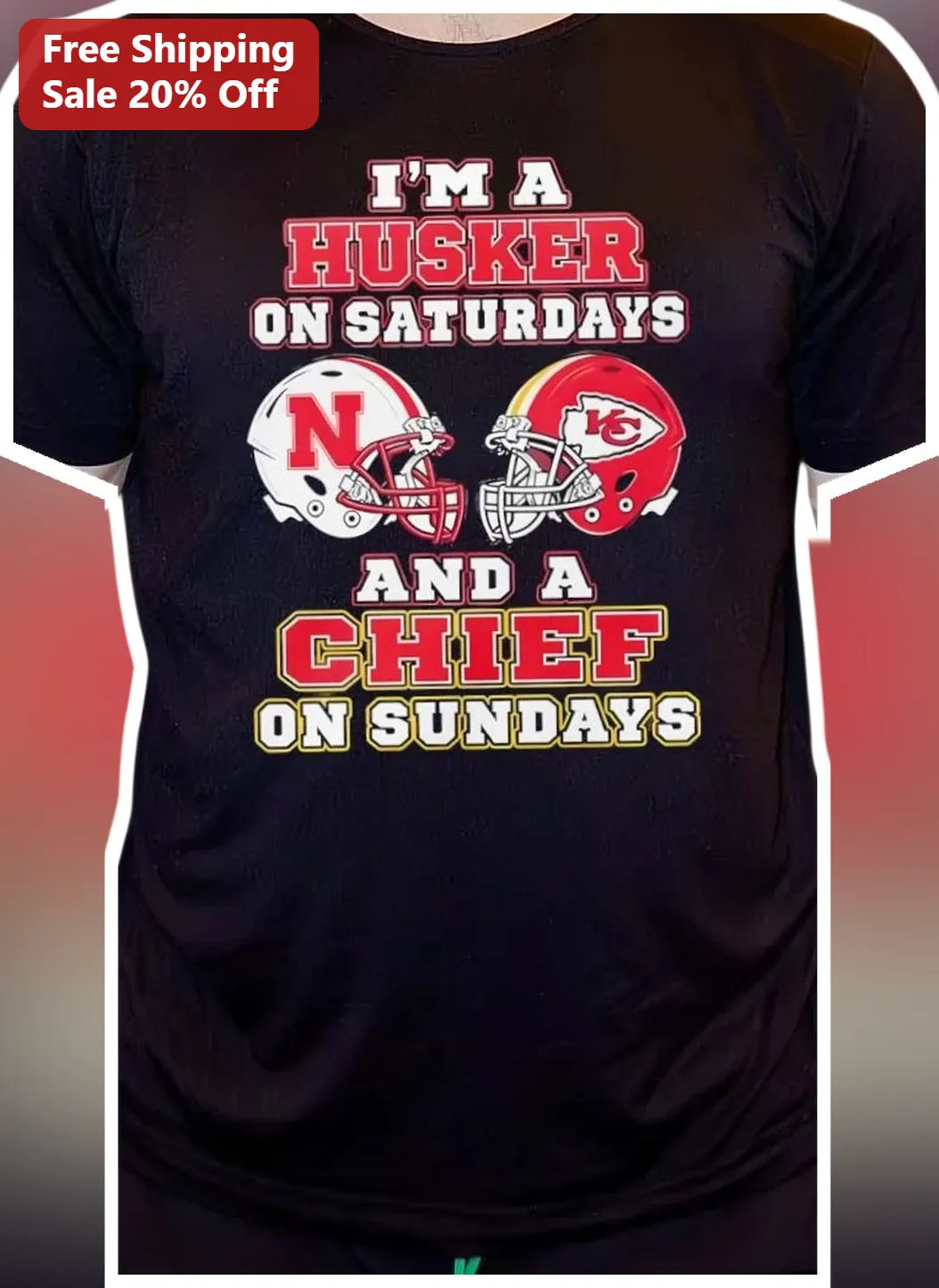 I'm a Husker on Saturdays and a Chief on Sundays Tee Nebraska Kansas City Football Fan Gift