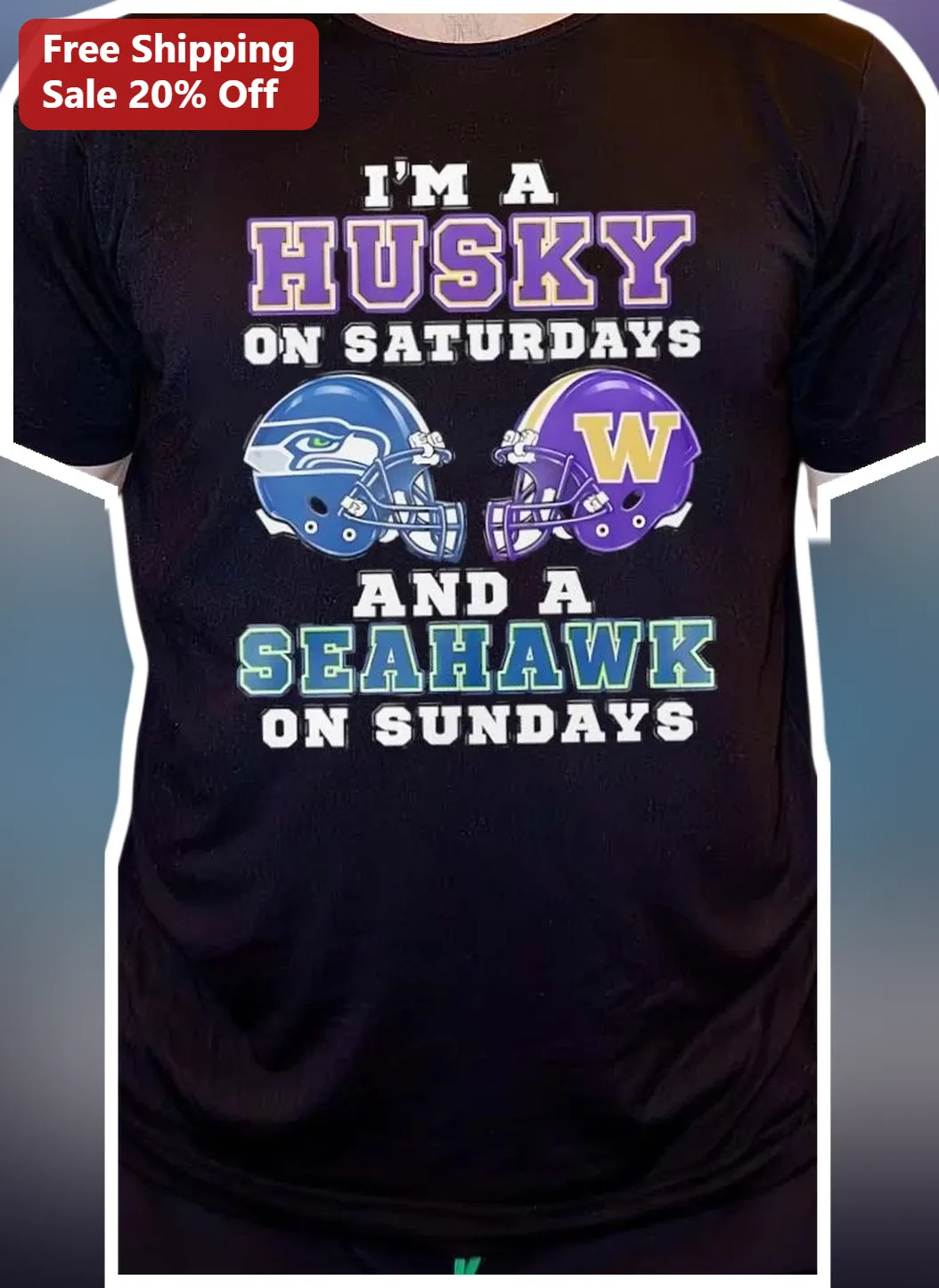 I'm a Husky on Saturdays and a Seahawk on Sundays Tee UW Seahawks Dual Fandom Football Gift