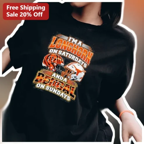 I'M A LONGHORN ON SATURDAYS AND A BENGAL ON SUNDAYS Tee Texas Longhorns LSU Tigers College Football Fan Gift