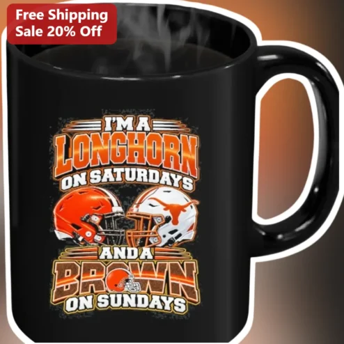 I'M A LONGHORN ON SATURDAYS AND A BROWN ON SUNDAYS Mug Texas Longhorns Cleveland Browns Game Day Gift
