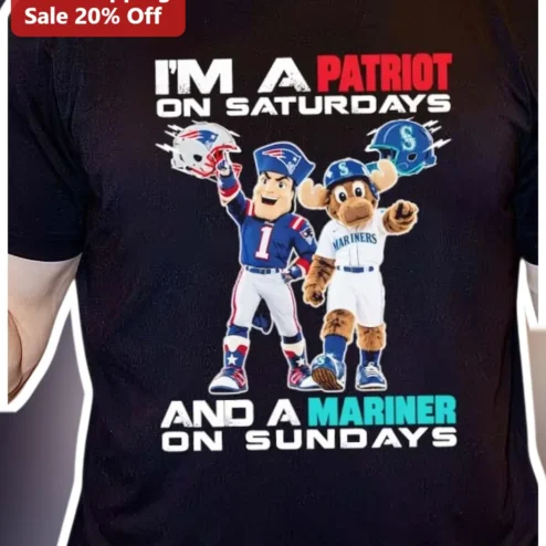 I'M A PATRIOT ON SATURDAYS AND A MARINER ON SUNDAYS Tee Pat Patriot Racer Sports Fan Gift