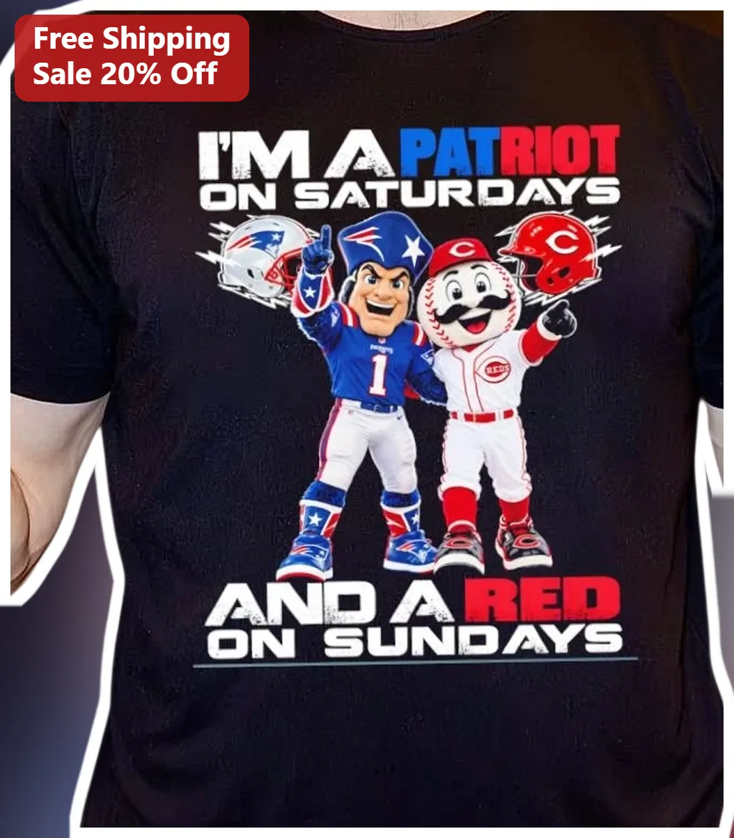 I'M A PATRIOT ON SATURDAYS AND A RED ON SUNDAYS Tee Funny Sports Fan Gift for Dad