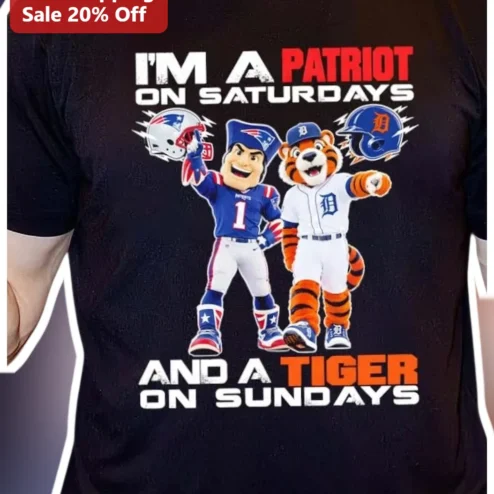 I'm A Patriot On Saturdays And A Tiger On Sundays Tee Funny Weekend Sports Fan Gift