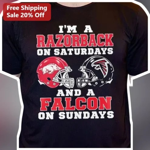 I'M A RAZORBACK ON SATURDAYS AND A FALCON ON SUNDAYS Tee Arkansas Razorbacks Atlanta Falcons Game Day Fan Shirt