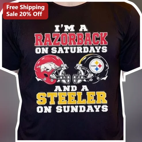 I'm A Razorback On Saturdays And A Steeler On Sundays Tee Arkansas Steelers Fan Shirt