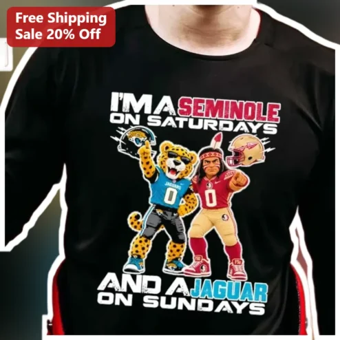 I'M A SEMINOLE ON SATURDAYS AND A JAGUAR ON SUNDAYS Long Sleeve Tee Florida FSU Jaguars Fan Gift