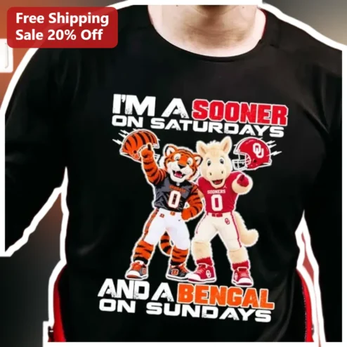 I'M A SOONER ON SATURDAYS AND A BENGAL ON SUNDAYS Long Sleeve Shirt College Football Fan Gift