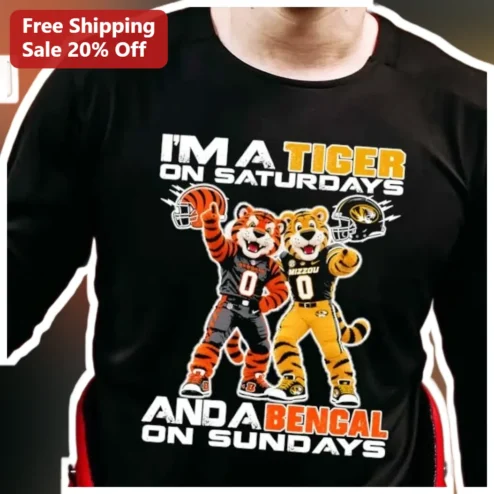 I'M A TIGER ON SATURDAYS AND A BENGAL ON SUNDAYS Tee Funny College NFL Weekend Gift