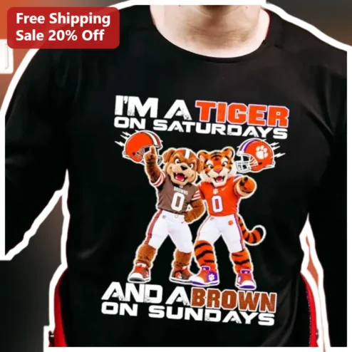 I'm A Tiger On Saturdays And A Brown On Sundays Long Sleeve Shirt Funny Weekend Mood Gift