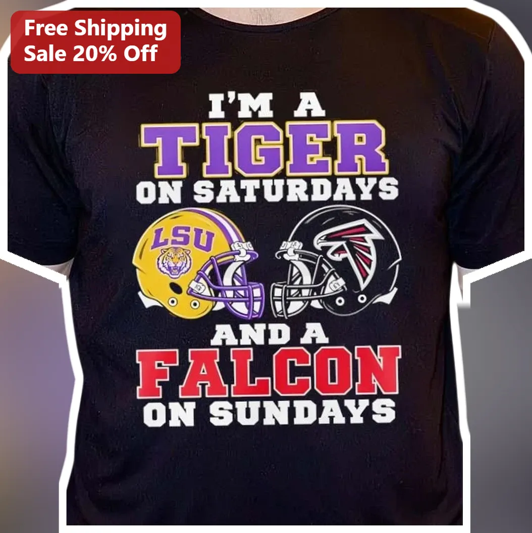 I'M A TIGER ON SATURDAYS AND A FALCON ON SUNDAYS Tee LSU Tigers Atlanta Falcons Fan Shirt