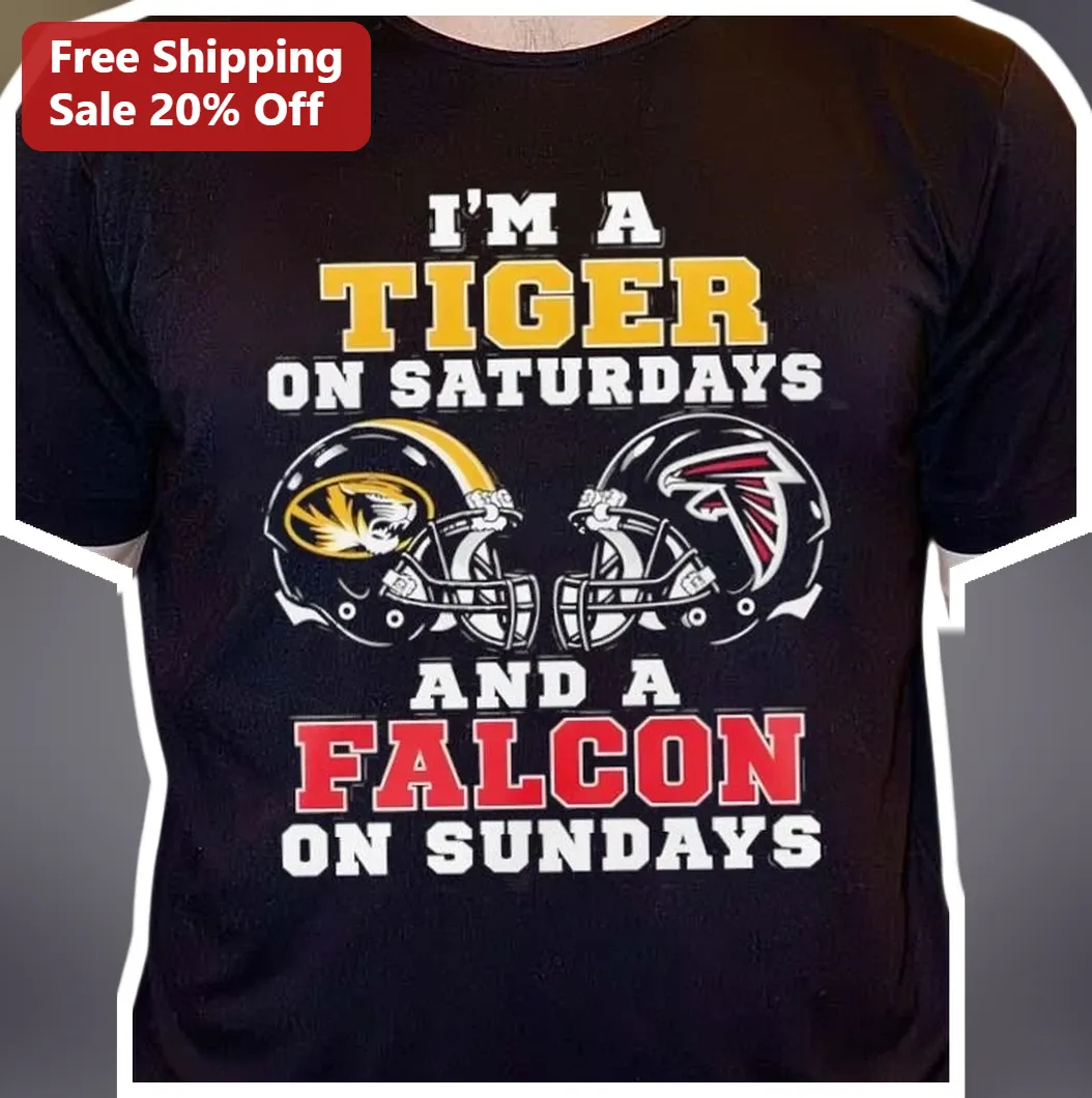 I'M A TIGER ON SATURDAYS AND A FALCON ON SUNDAYS Tee Missouri Tigers Atlanta Falcons Dual Fan Graphic Shirt