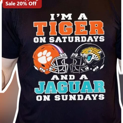 I'm A Tiger On Saturdays And A Jaguar On Sundays Clemson Jacksonville Football Fan Tee