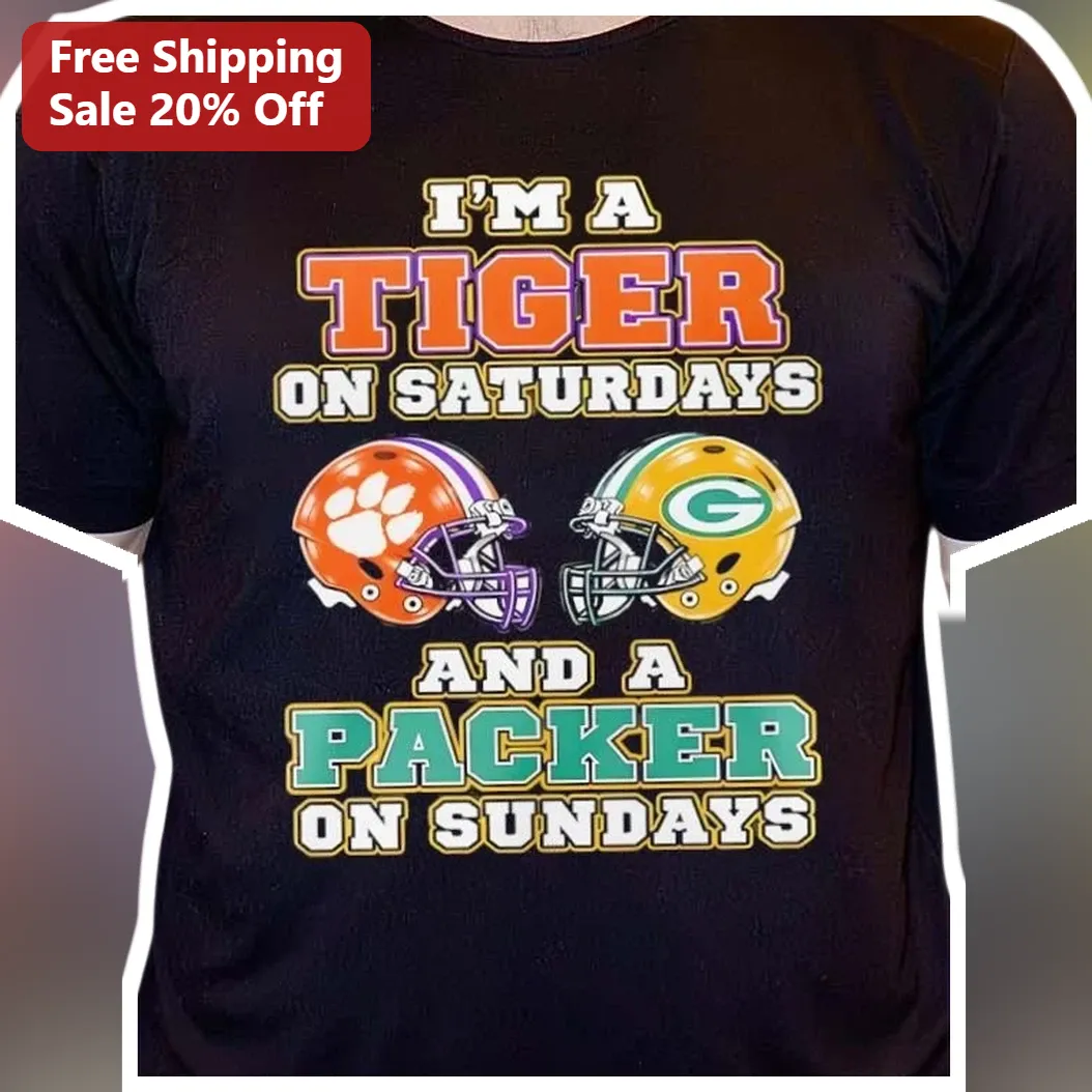 I'M A TIGER ON SATURDAYS AND A PACKER ON SUNDAYS Tee Game Day Football Fan Gift