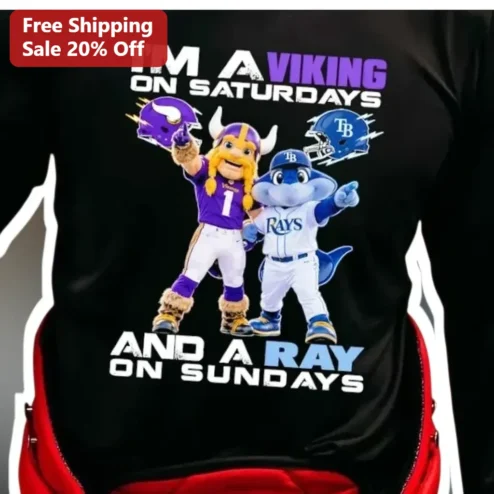 I'M A VIKING ON SATURDAYS AND A RAY ON SUNDAYS Tee NFL MLB Dual Sport Fan Gift