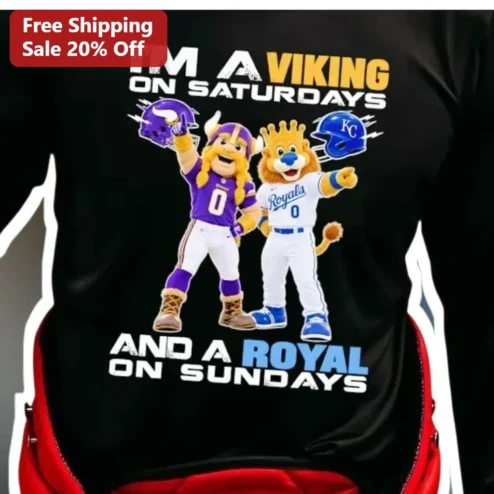 I'M A VIKING ON SATURDAYS AND A ROYAL ON SUNDAYS Tee Funny Sports Fan Gift for Dad Mom Weekend Schedule Shirt