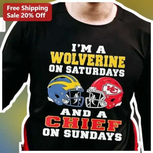 I'm A Wolverine On Saturdays And A Chief On Sundays Long Sleeve Tee