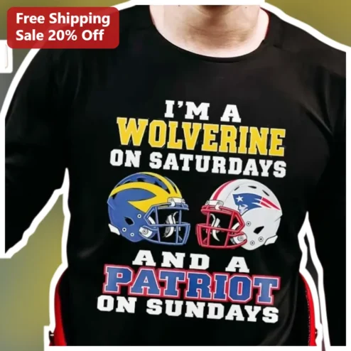 I'm A Wolverine On Saturdays And A Patriot On Sundays Long Sleeve Tee