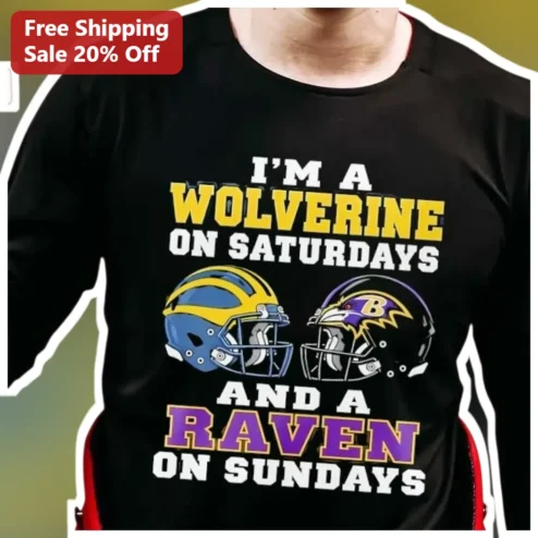 I'm A Wolverine On Saturdays And A Raven On Sundays Long Sleeve Tee