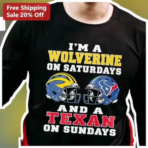 I'm A Wolverine On Saturdays And A Texan On Sundays Long Sleeve Tee