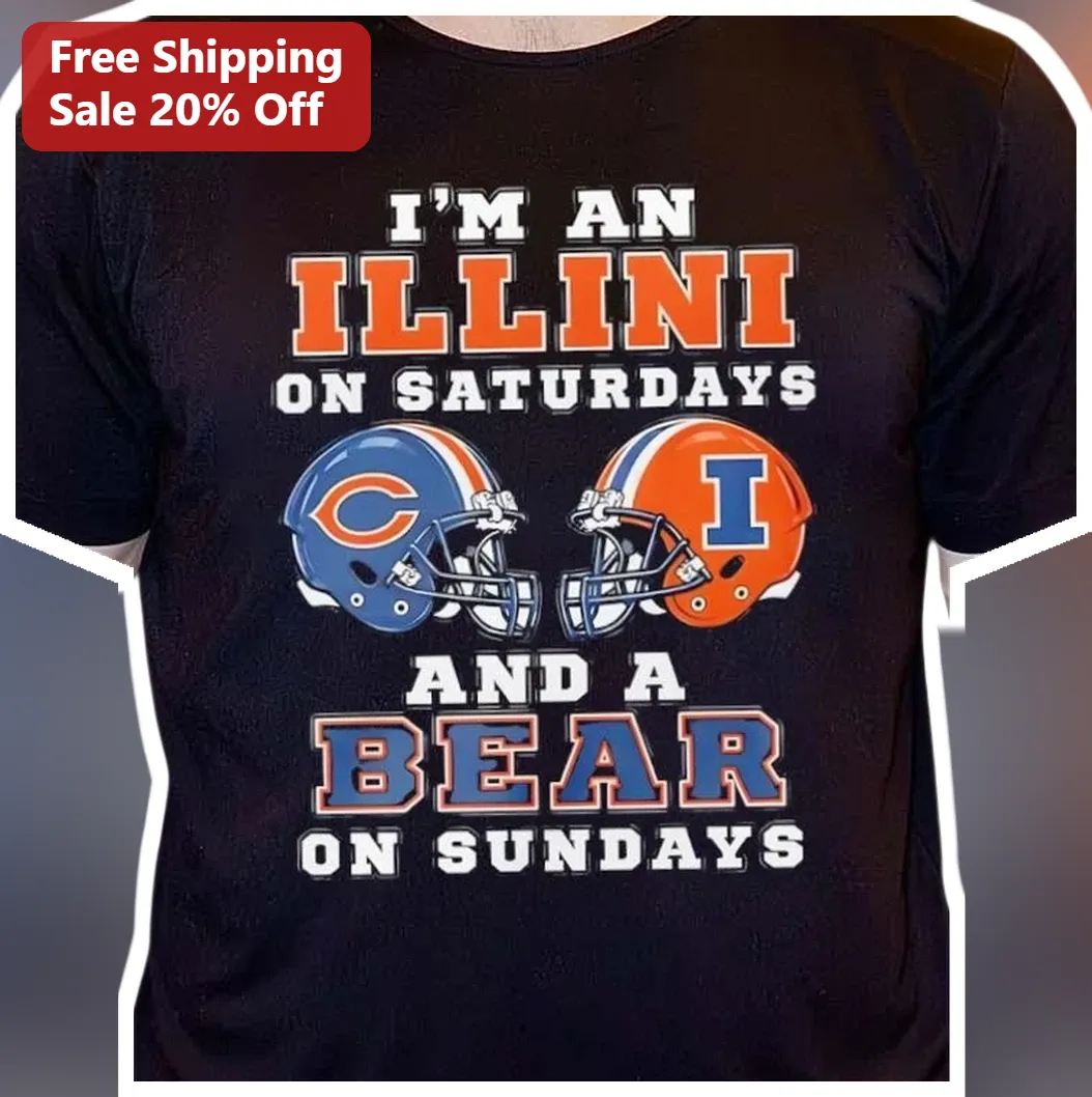 I'm an Illini on Saturdays and a Bear on Sundays Tee Illinois Football Chicago Bears Fan Gift