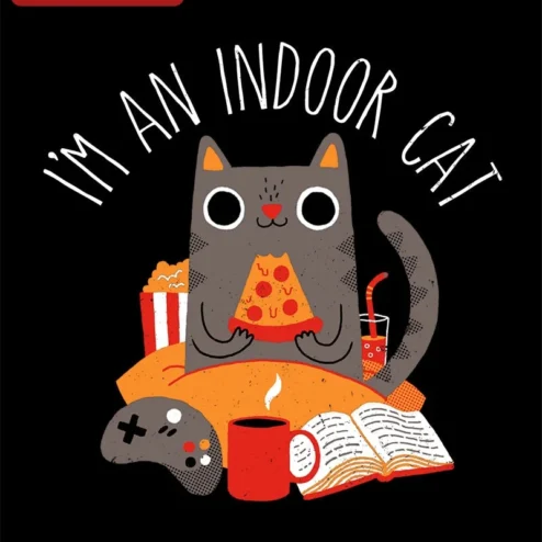 I'm An Indoor Cat Tee Funny Introvert Gamer Gift for Men Women on a hanger, ready to ship from Chicago, Illinois