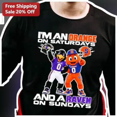I'M AN ORANGE ON SATURDAYS AND A RAVEN ON SUNDAYS Long Sleeve Tee Syracuse Orange Baltimore Ravens Dual Fan Gift