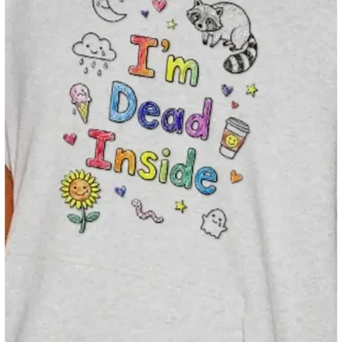 I'm Dead Inside Tee Cute Rainbow Doodle Graphic Shirt Dark Humor Gen Z Gift