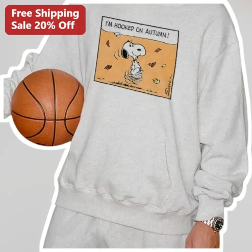 I'M HOOKED ON AUTUMN! Snoopy Peanuts Hoodie Cozy Fall Gift