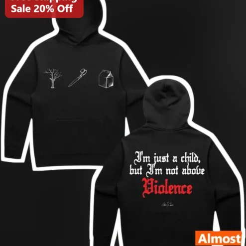 I'm Just A Child But Not Above Violence Hoodie Funny Edgy Kids Graphic Pullover