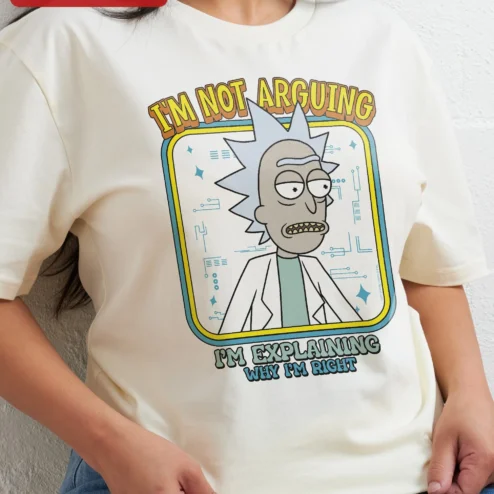 I'm Not Arguing I'm Explaining Why I'm Right Rick Sanchez Graphic Tee on a hanger, ready to ship from Chicago, Illinois