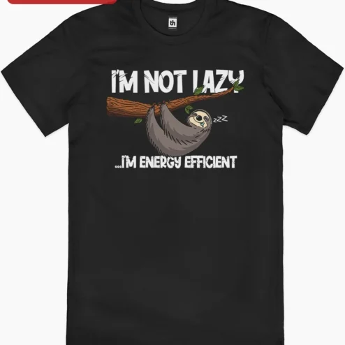 I'm Not Lazy I'm Energy Efficient Sloth Tee Funny Introvert Humor Gift Shirt