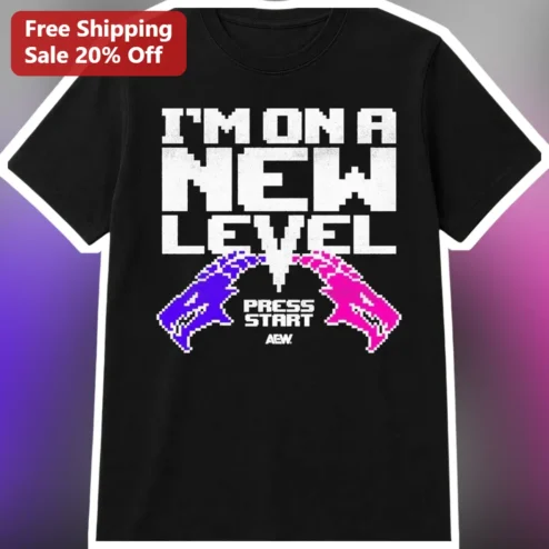 I'M ON A NEW LEVEL Press Start Retro Pixel Art Gaming Tee