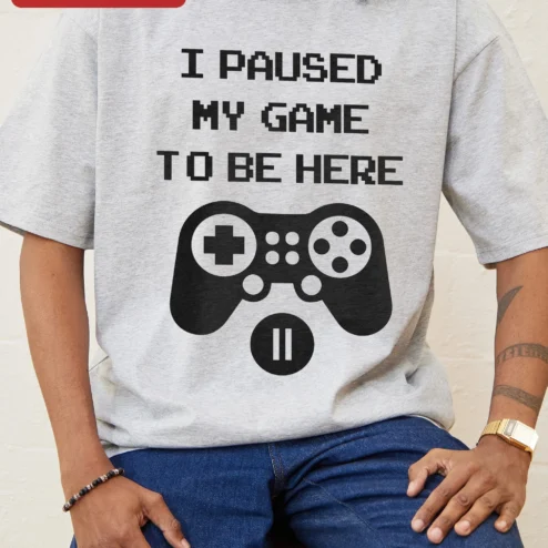 Customer in Chicago, Illinois wearing I Paused My Game To Be Here Funny Gamer Tee Gift for Men Women
