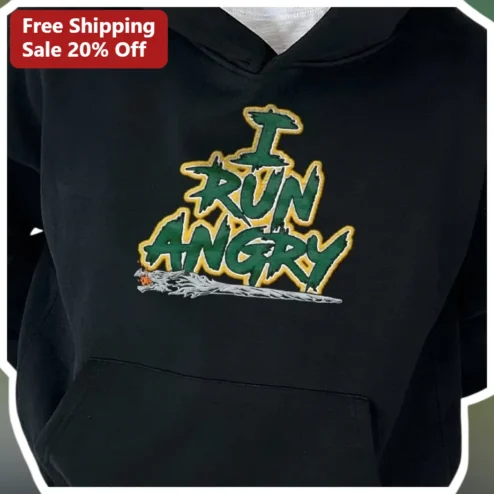 I Run Angry Hoodie Embroidered Dragon Design Funny Runner Gift for Men Women
