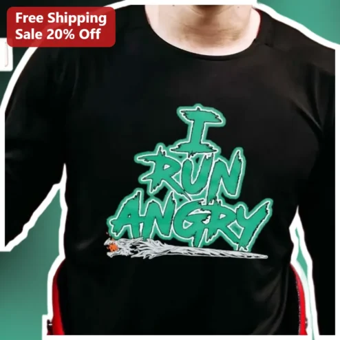 I Run Angry Long Sleeve Shirt Funny Running Gift Marathon Training Apparel for Men Women