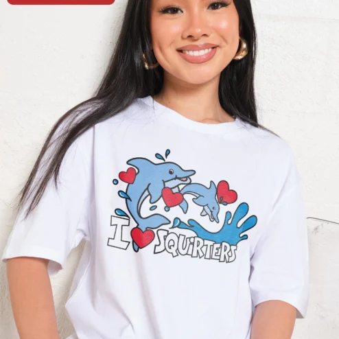 I SQUIRTERS Funny Dolphin Graphic Tee Novelty Ocean Humor Shirt Gift