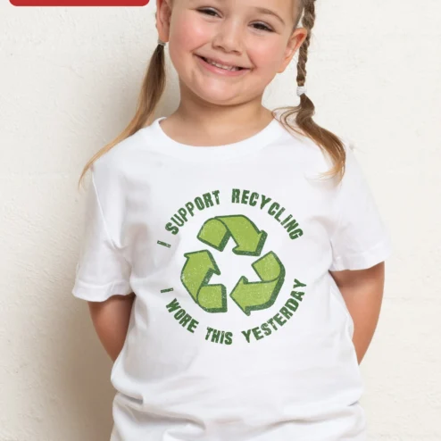 I Support Recycling I Wore This Yesterday Tee Funny Eco Humor Graphic Shirt for Kids