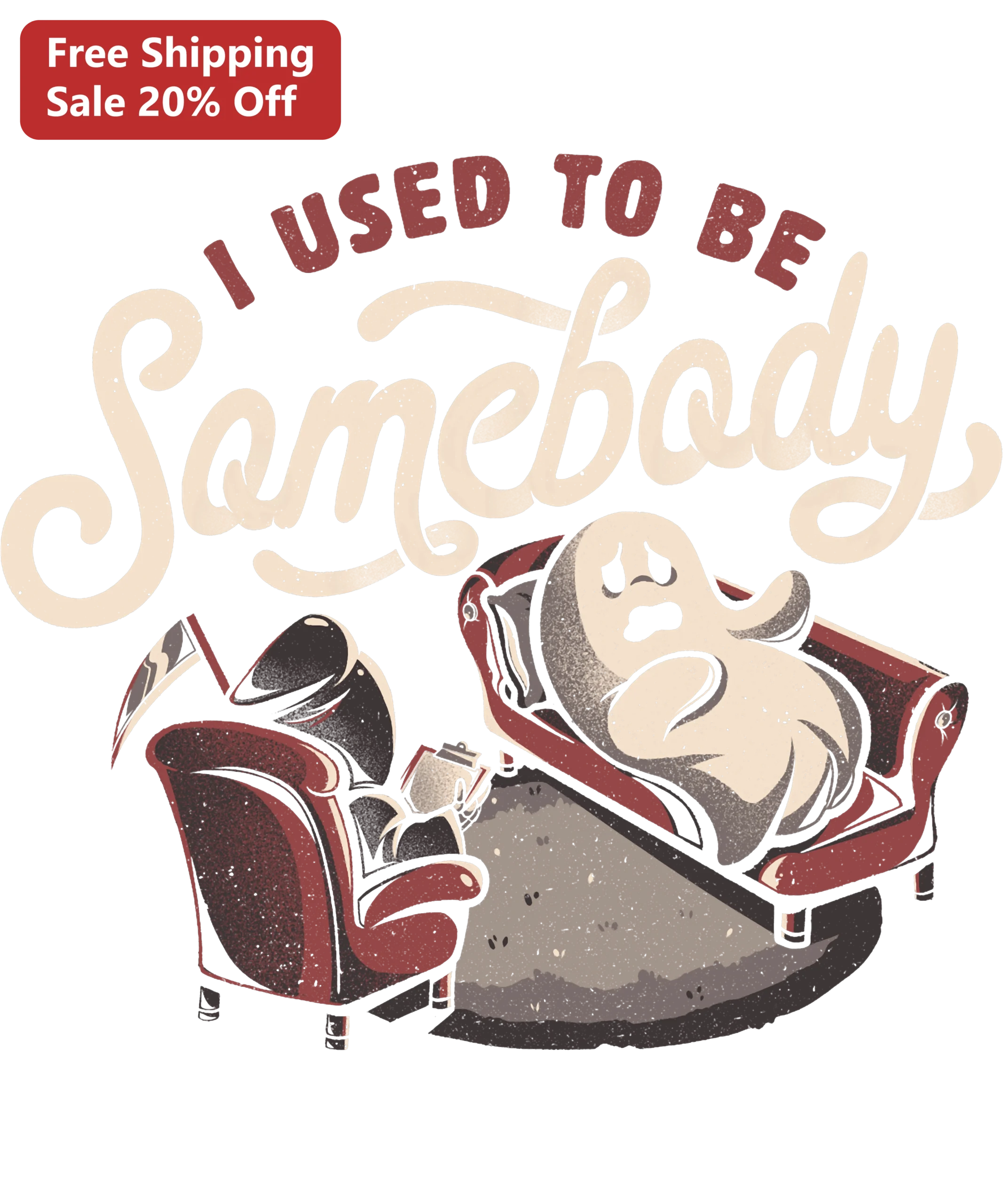I Used To Be Somebody Ghost Tee Funny Halloween Spooky Vintage Cartoon Graphic Shirt for Introverts