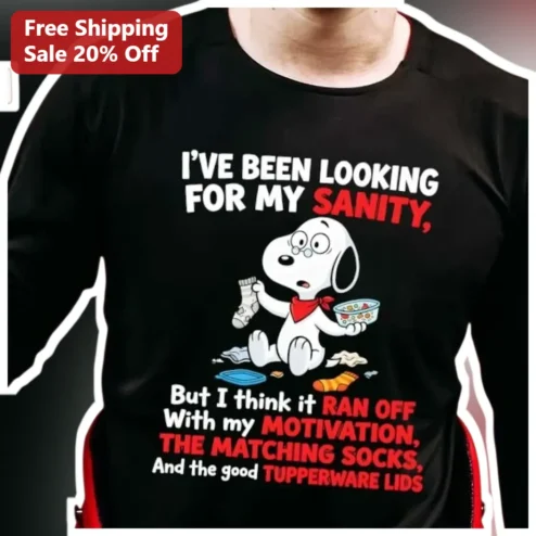I've Been Looking For My Sanity Long Sleeve Tee Funny Adulting Burnout Gift for Peanuts Fans
