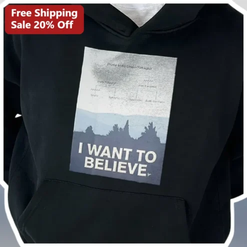 I Want to Believe X-Files Hoodie Mulder Scully Retro Sci-Fi Apparel