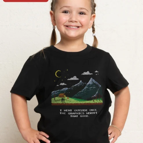 I Went Outside Once The Graphics Weren't That Good Retro Pixel Art Gamer Tee