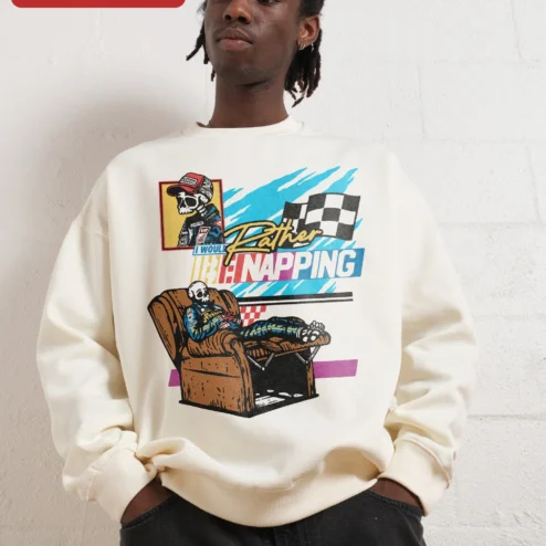I Would Rather Be Napping Retro Skeleton Racing Sweatshirt Funny Nap Gift for Introverts