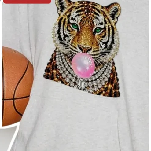 Iced Out Diamond Tiger Bubblegum Graphic Tee Hip Hop Streetwear Shirt