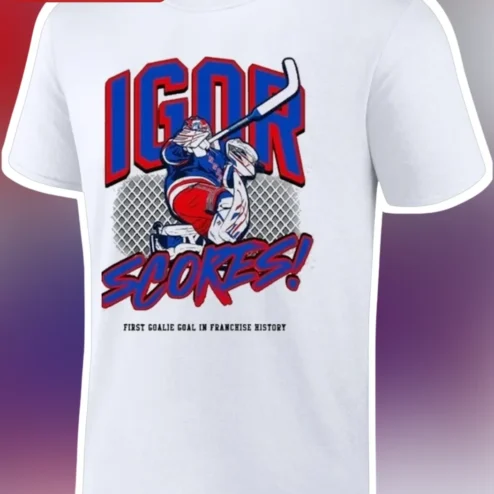 Igor Shesterkin First Goalie Goal Tee New York Rangers History Hockey Fan Gift Shirt