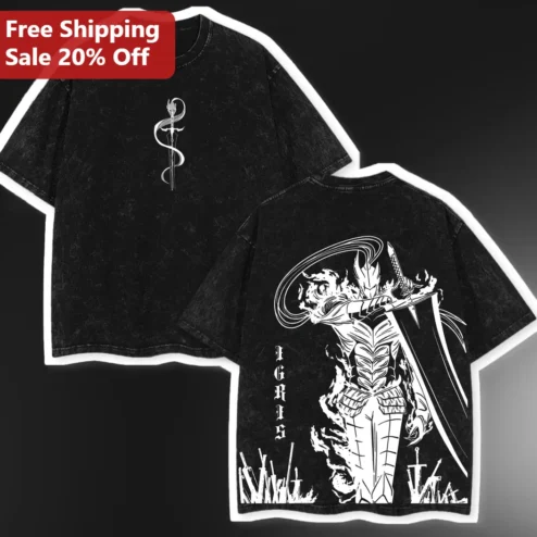 Igris Solo Leveling Anime Knight Acid Wash Tee Shadow Monarch Gift for Men