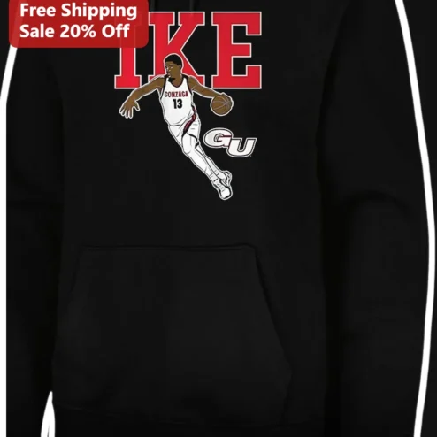 IKE GU Hoodie Ike Anigbogu Gonzaga Bulldogs College Basketball Pullover Men's Athletic Fan Gear