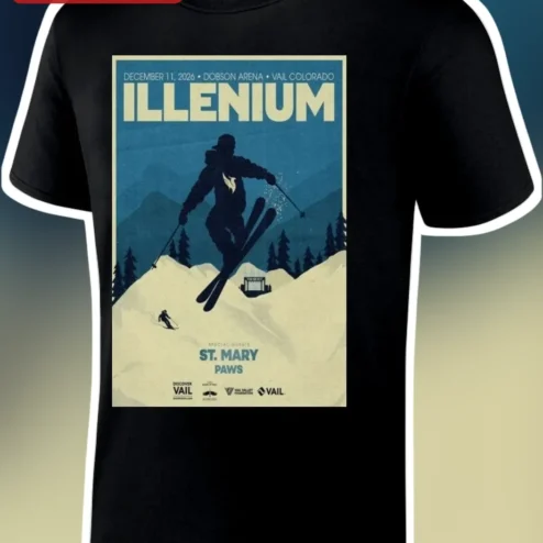 Illenium Graphic Tee Retro Skier Silhouette EDM Festival Merch Shirt